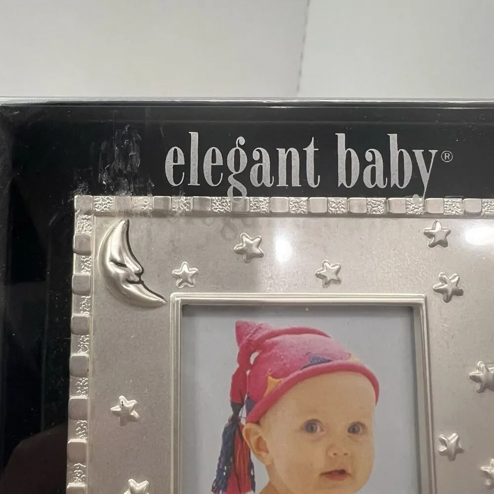 Elegant Baby Silver Plated Photo Frame Teddy Bear 2” X 3”Baby Child Vintage Cast